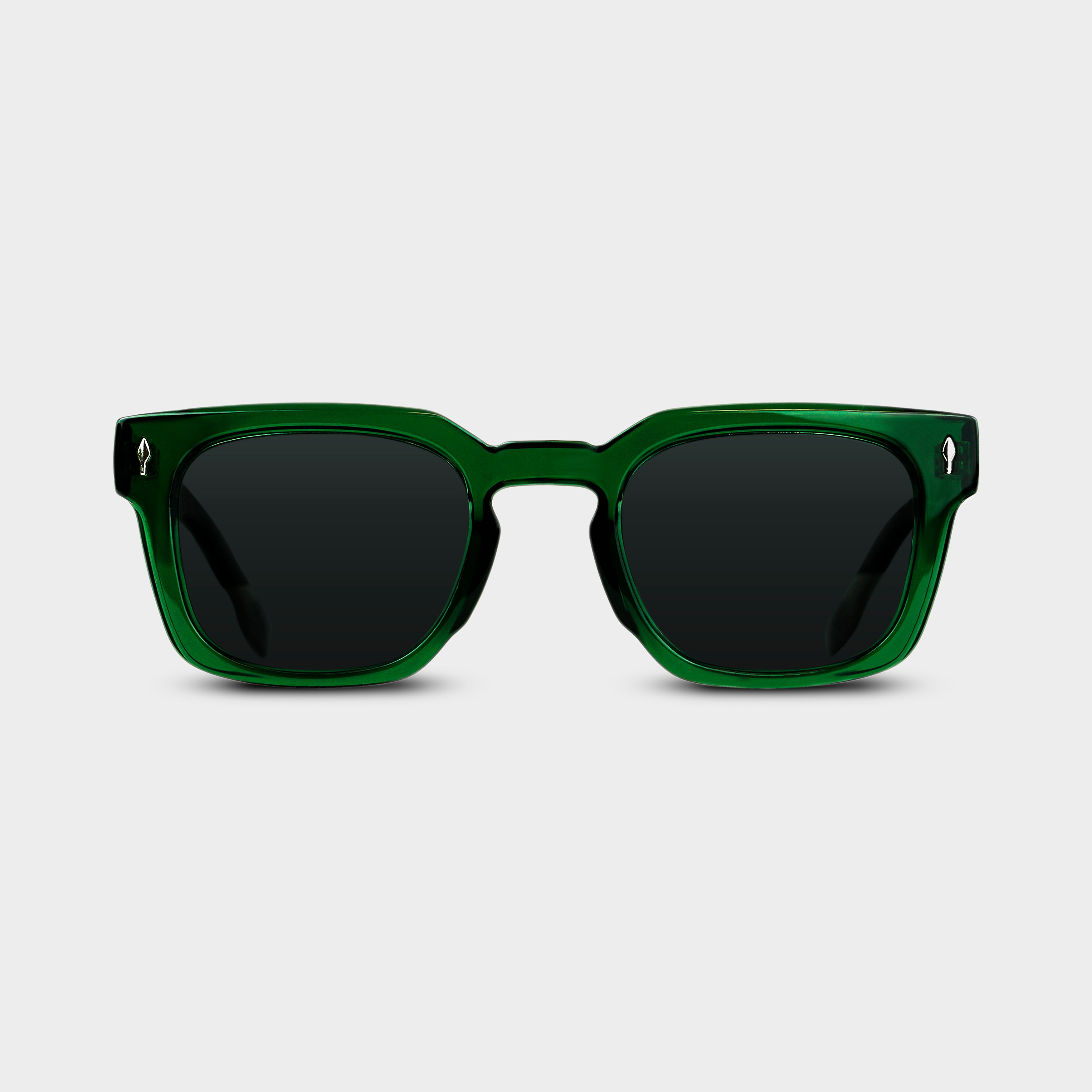 Grønne Carl Onyx solbriller med mørke glas set forfra