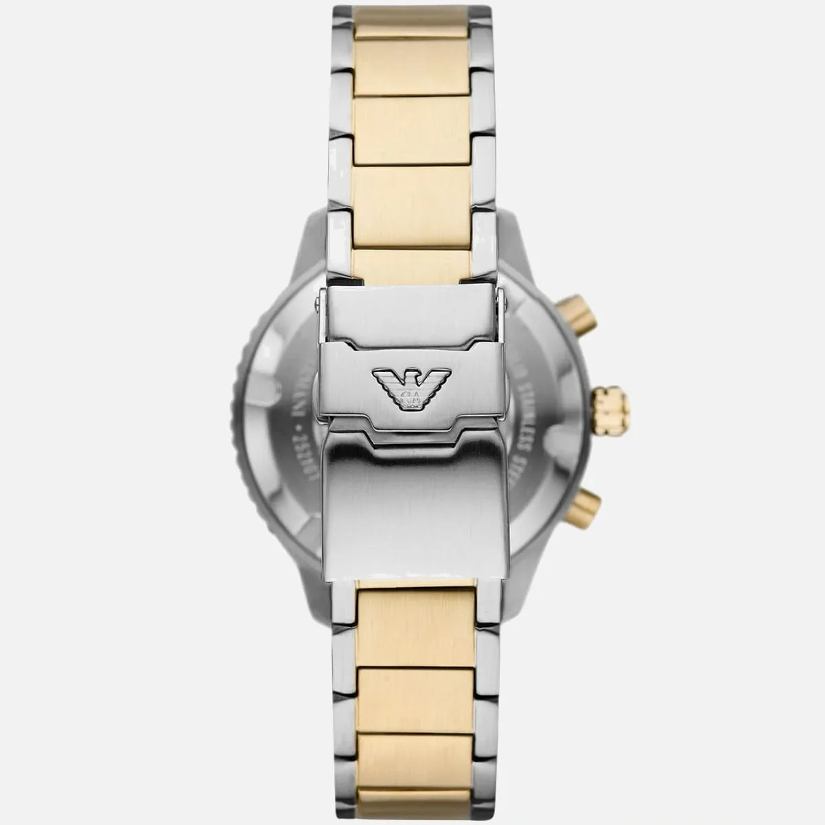 Emporio Armani herreur med tofarvet stållænke i guld og sølv
