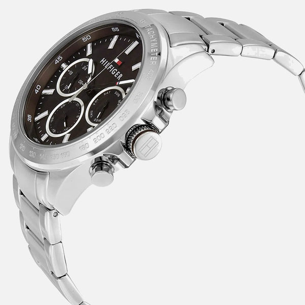 Tommy Hilfiger Hudson chronograph armbåndsur i stål med brun urskive