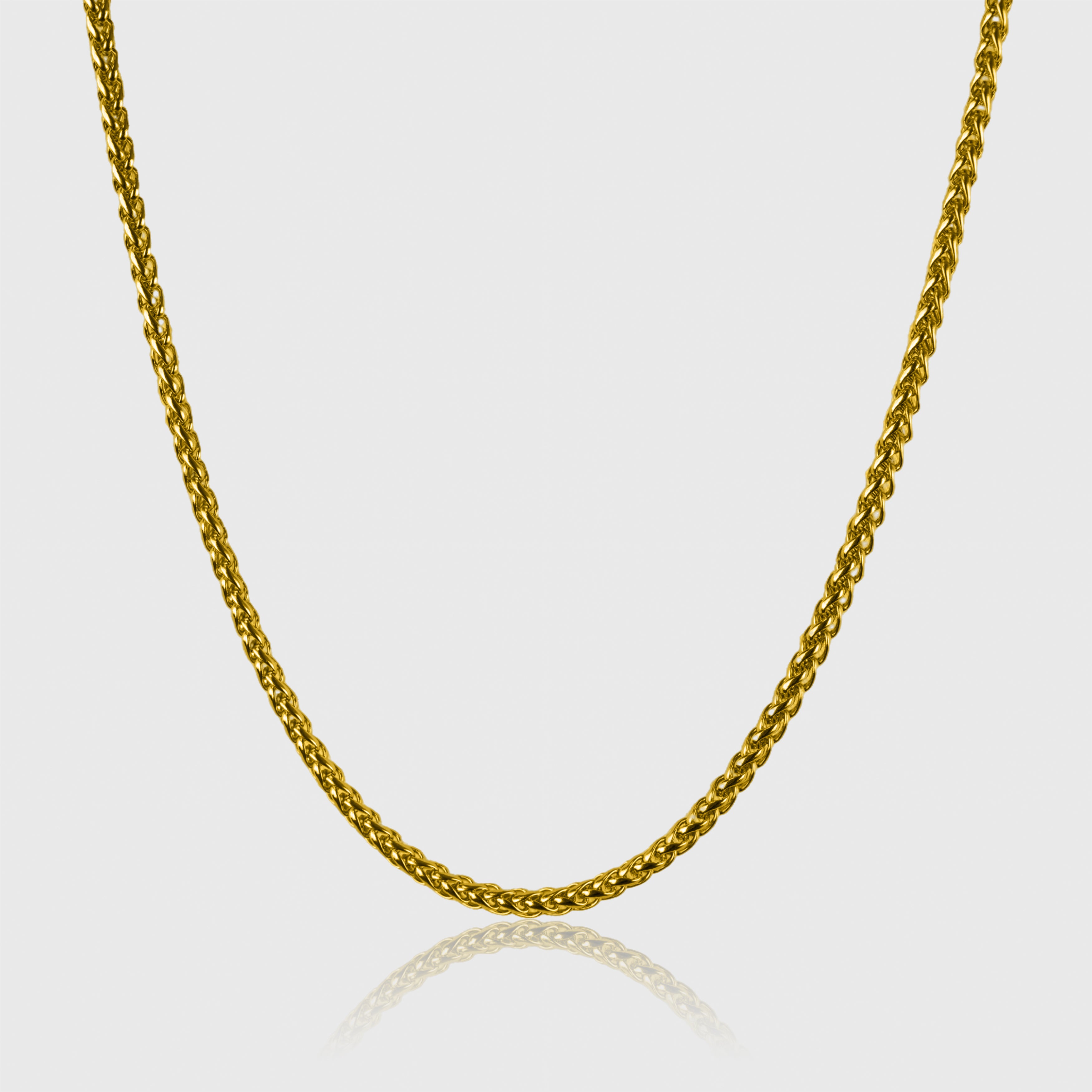 Guldbelagt hvedekæde til mænd 48 cm