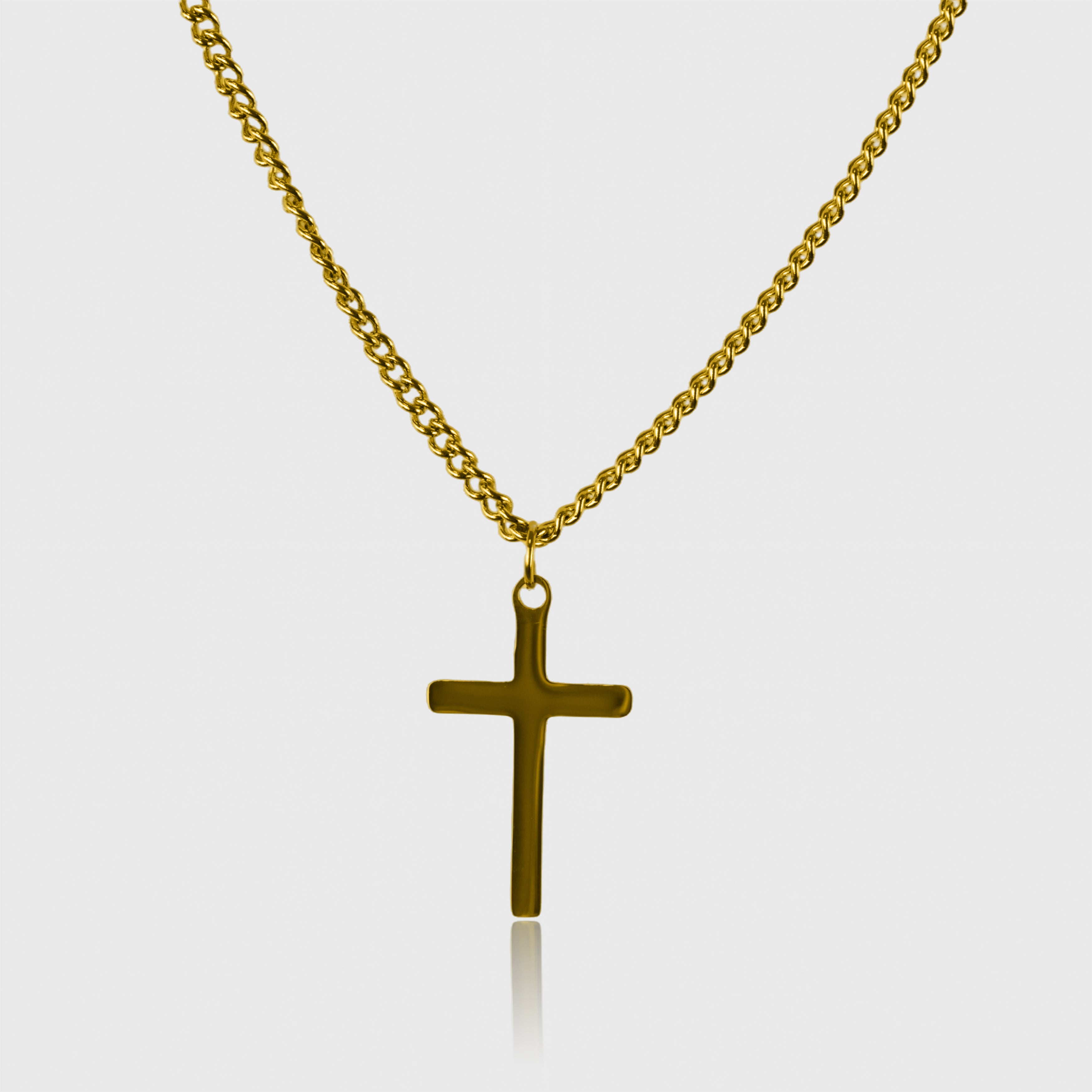 Guldbelagt halskæde med kors-vedhæng i 18k guld