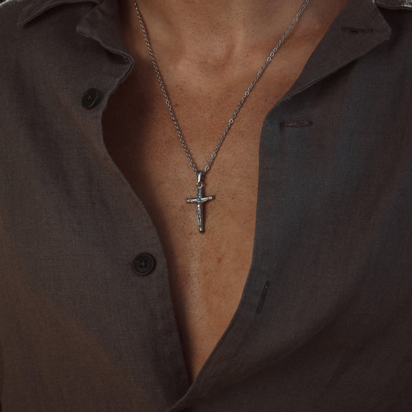 Crucifix Necklace - Silver Colored
