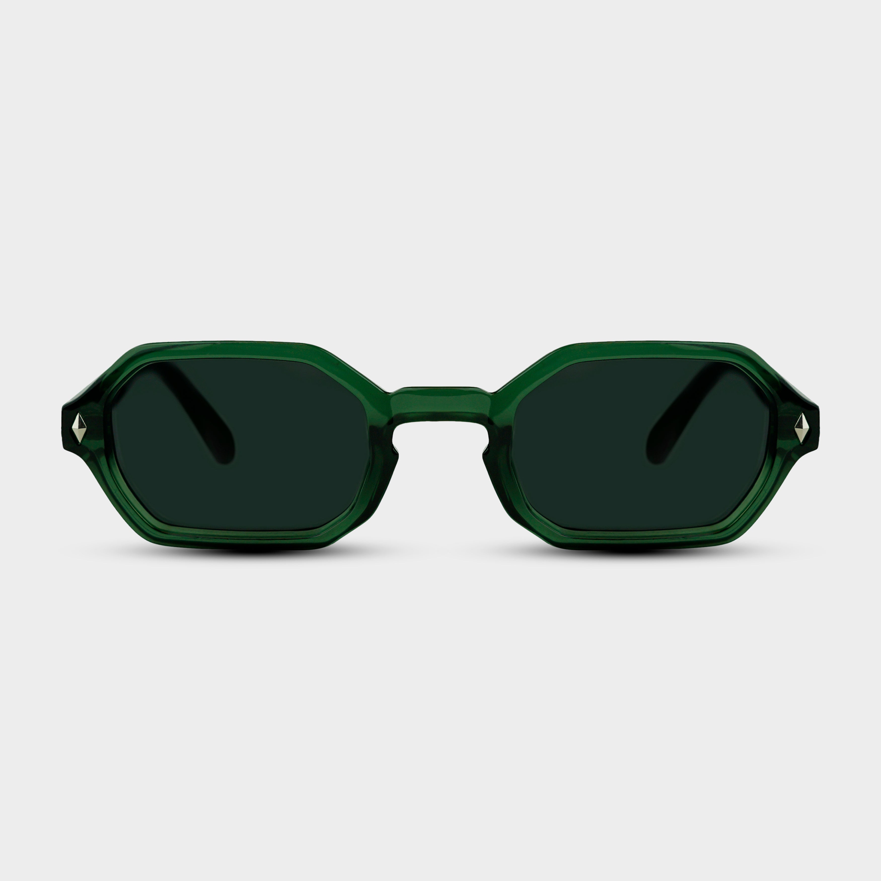 Grønne Noah Onyx solbriller med sekskantede glas set forfra