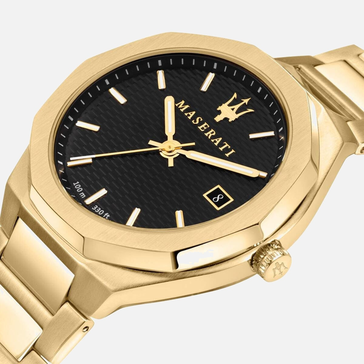 Maserati Stile armbåndsur i guld med sort urskive