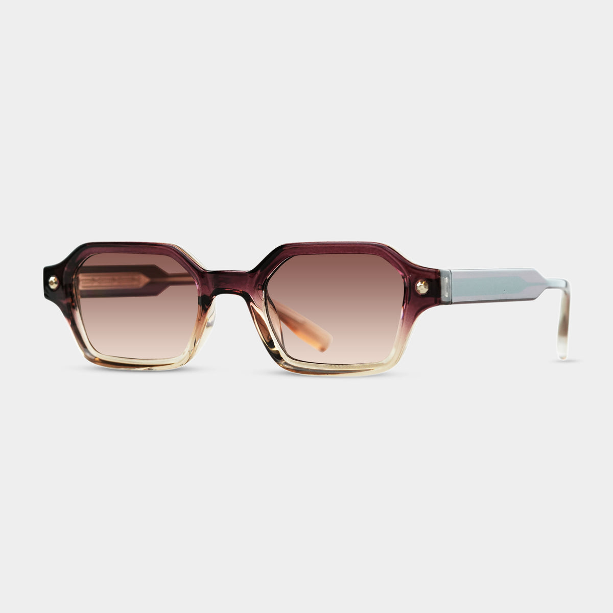 Theo Hazel solbriller med gradient rosa linser og firkantet stel
