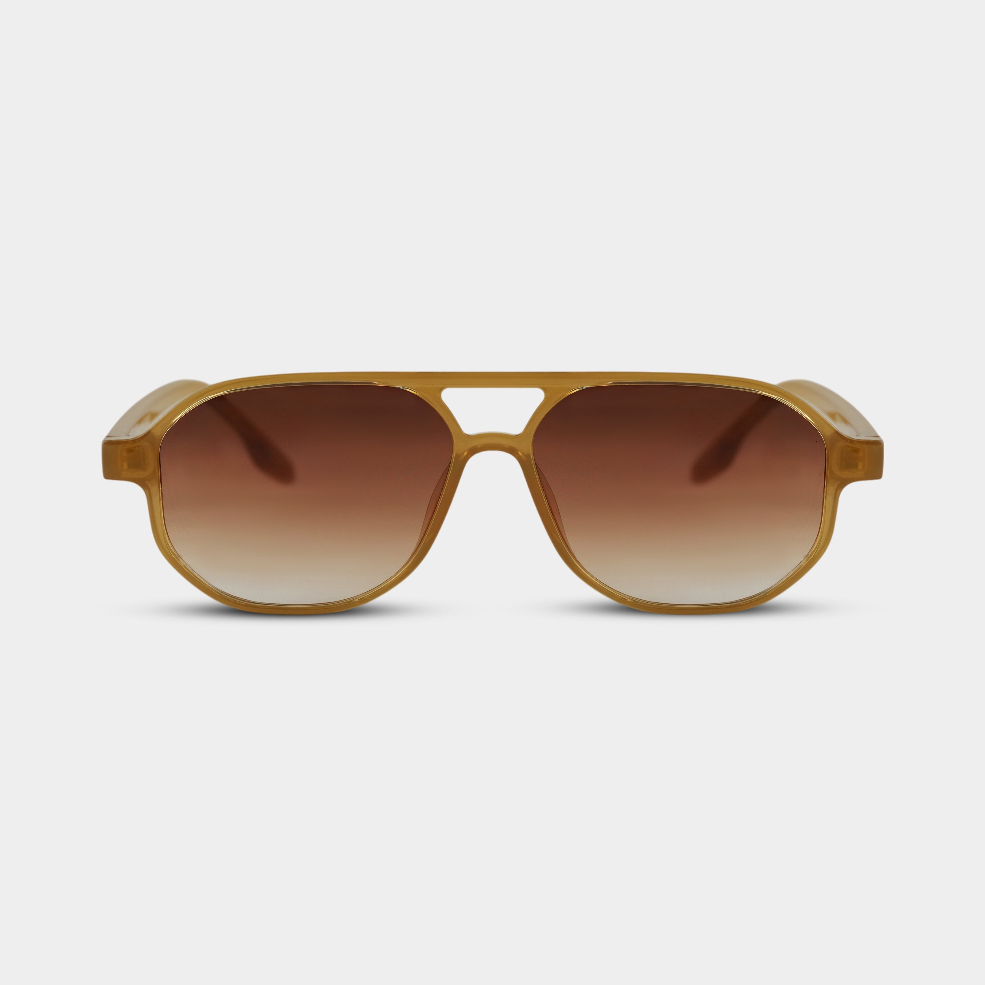 Viktor Orange pilotsolbriller i transparent orange stel med brune gradierede glas