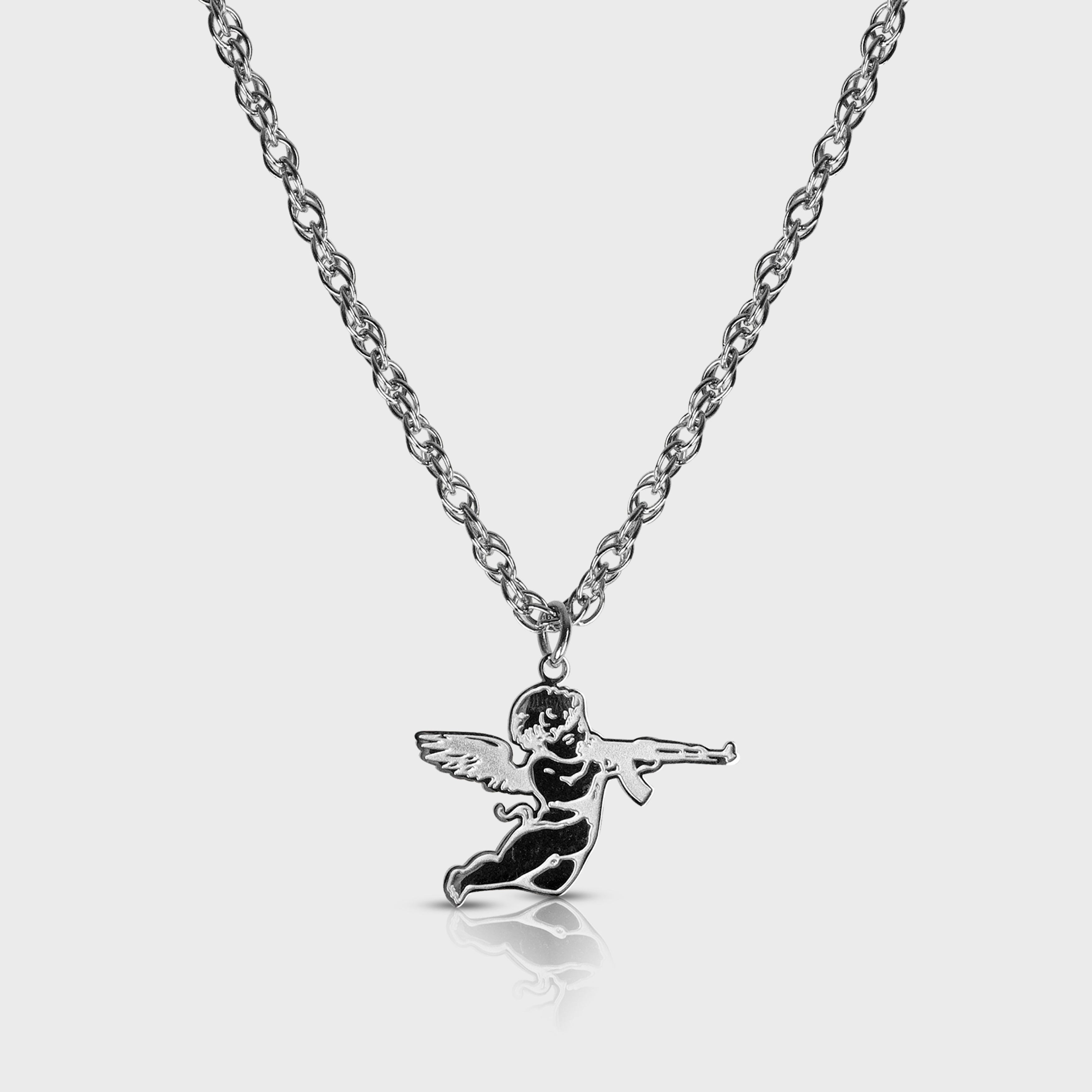 Ak-47 Angel Necklace - Silver