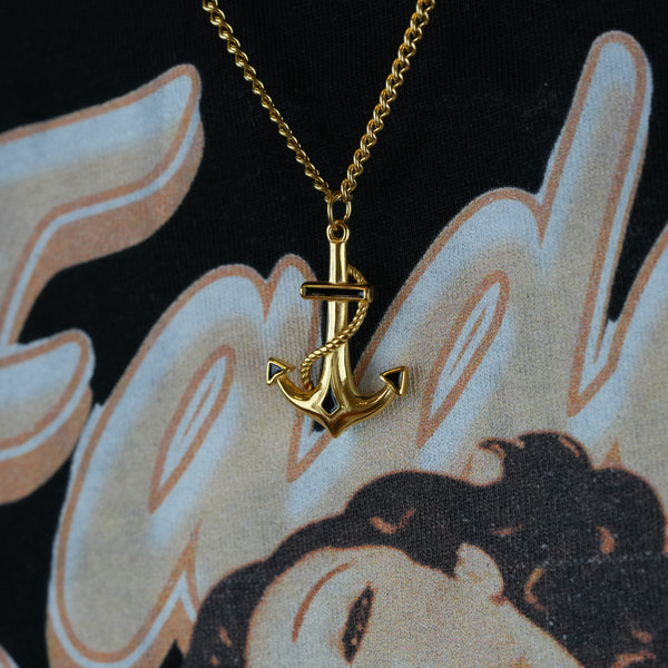 Anchor Necklace – Gold plated anchor necklace for men 55 cm chain