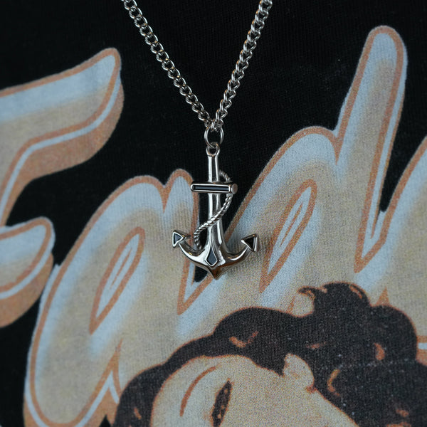 Anchor Necklace – Silver-colored anchor necklace for men