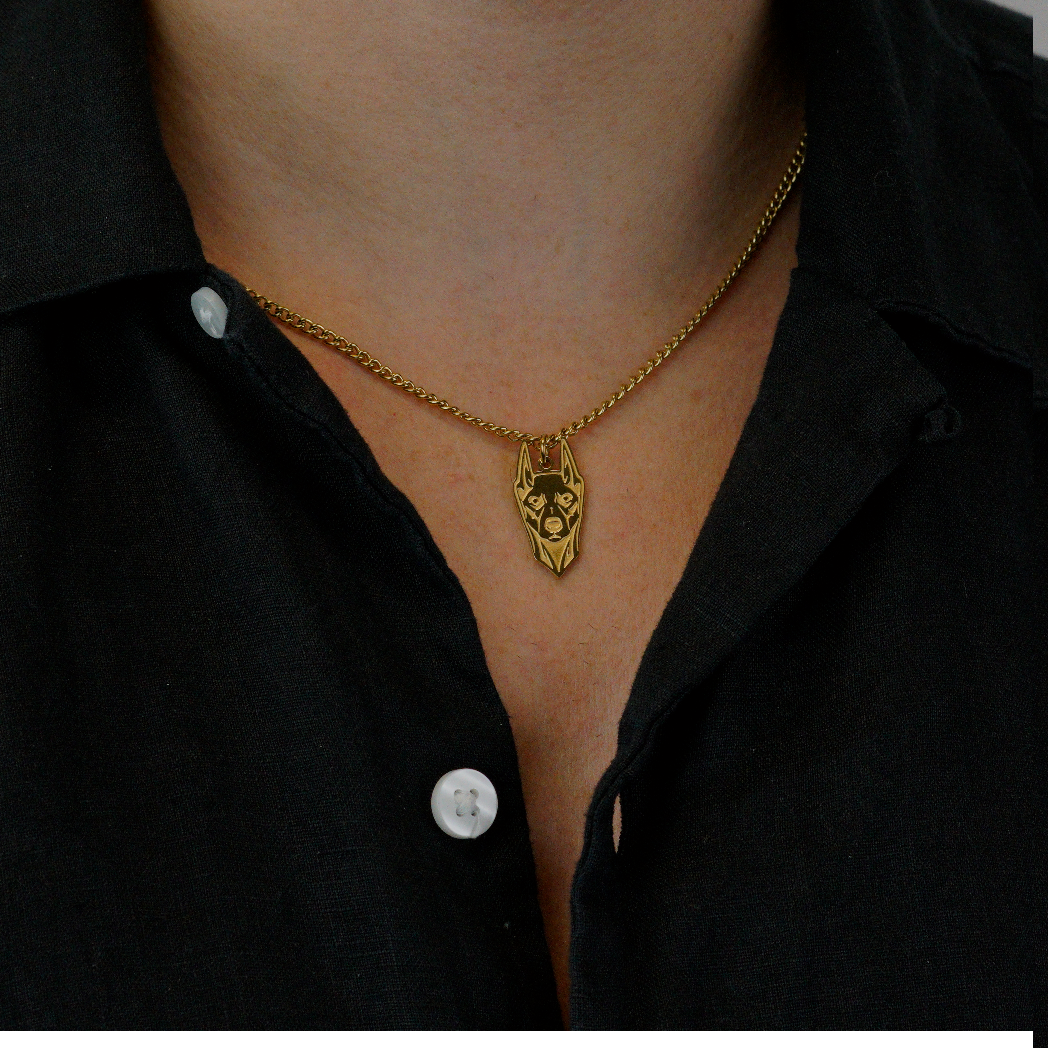 Doberman Necklace - 18k Gold Plated