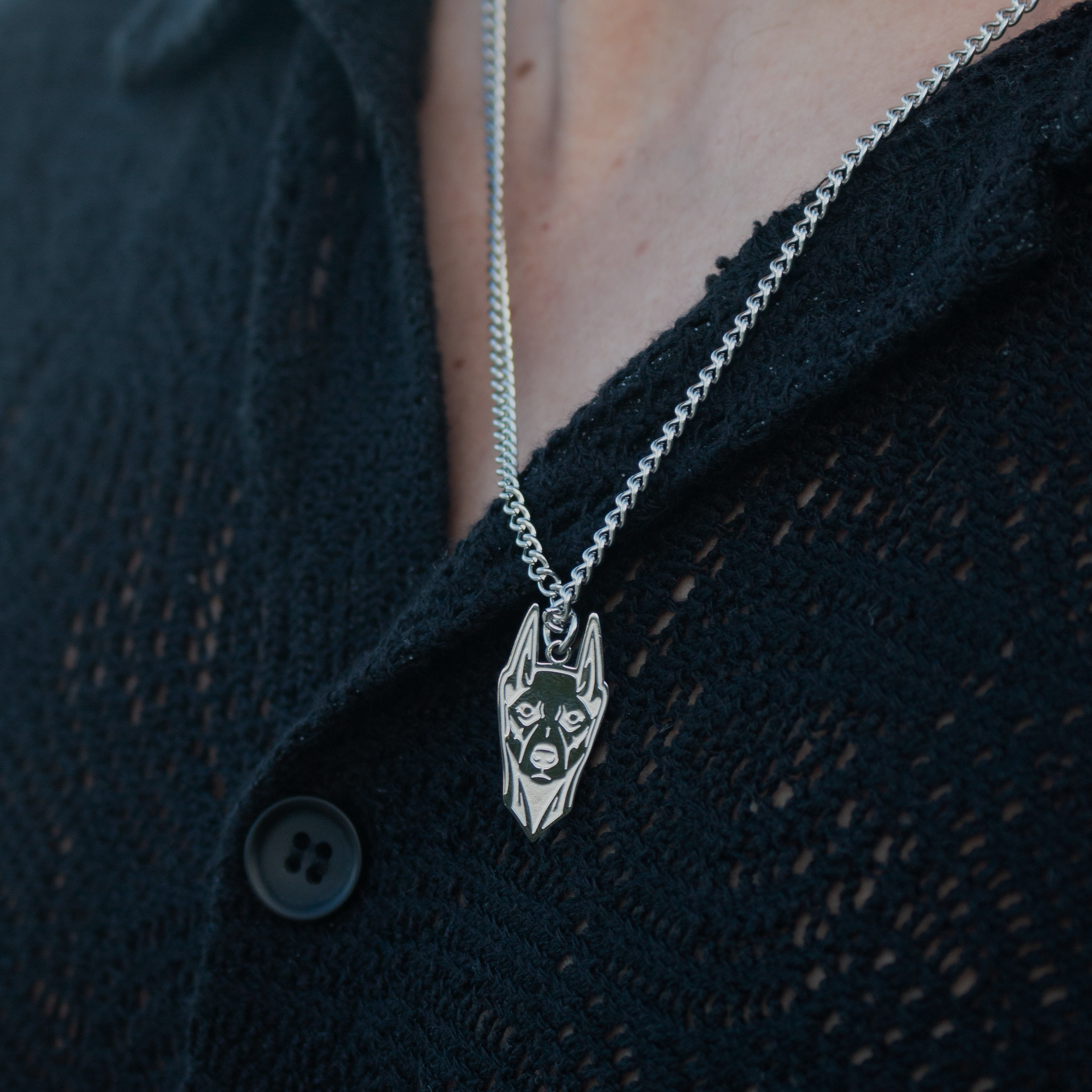 Doberman Necklace - Silver