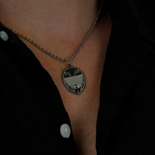 Helmet Necklace - Silver Colored