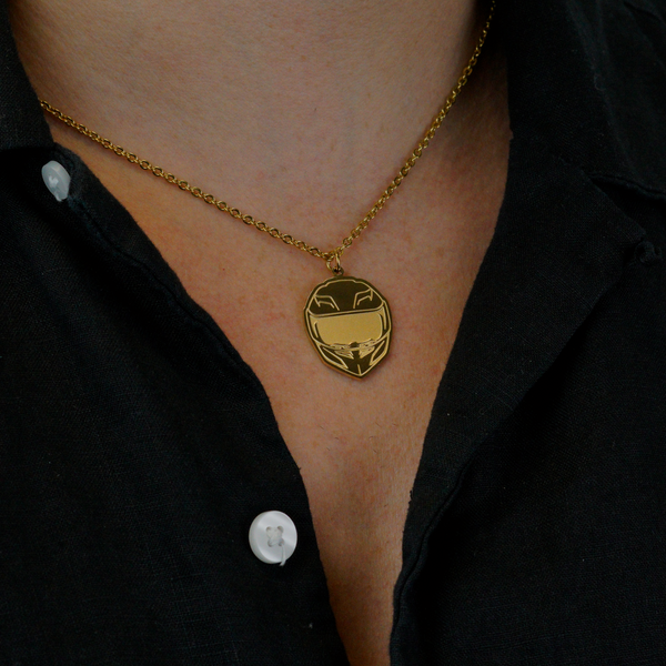 Helmet Necklace - 18k Gold Plated