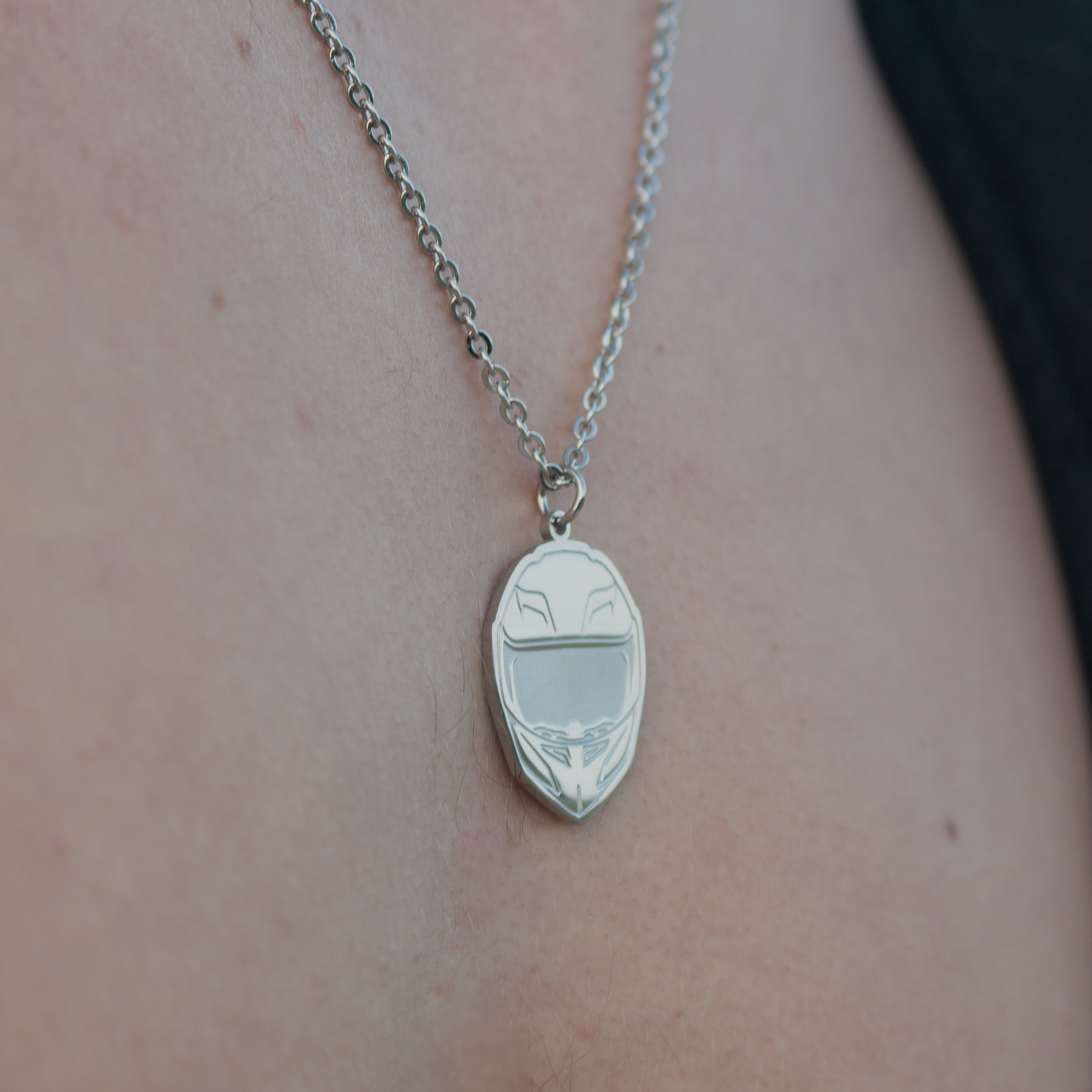 Helmet Necklace - Silver Colored