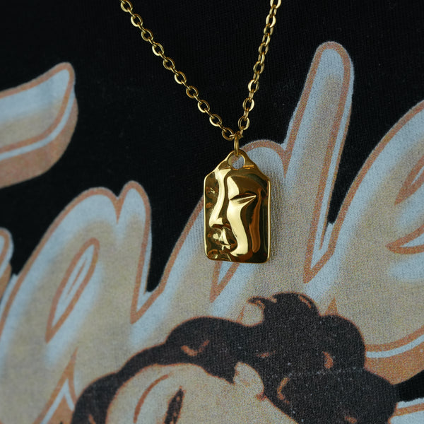 Mask Necklace – Statement necklace in gold-plated steel for men