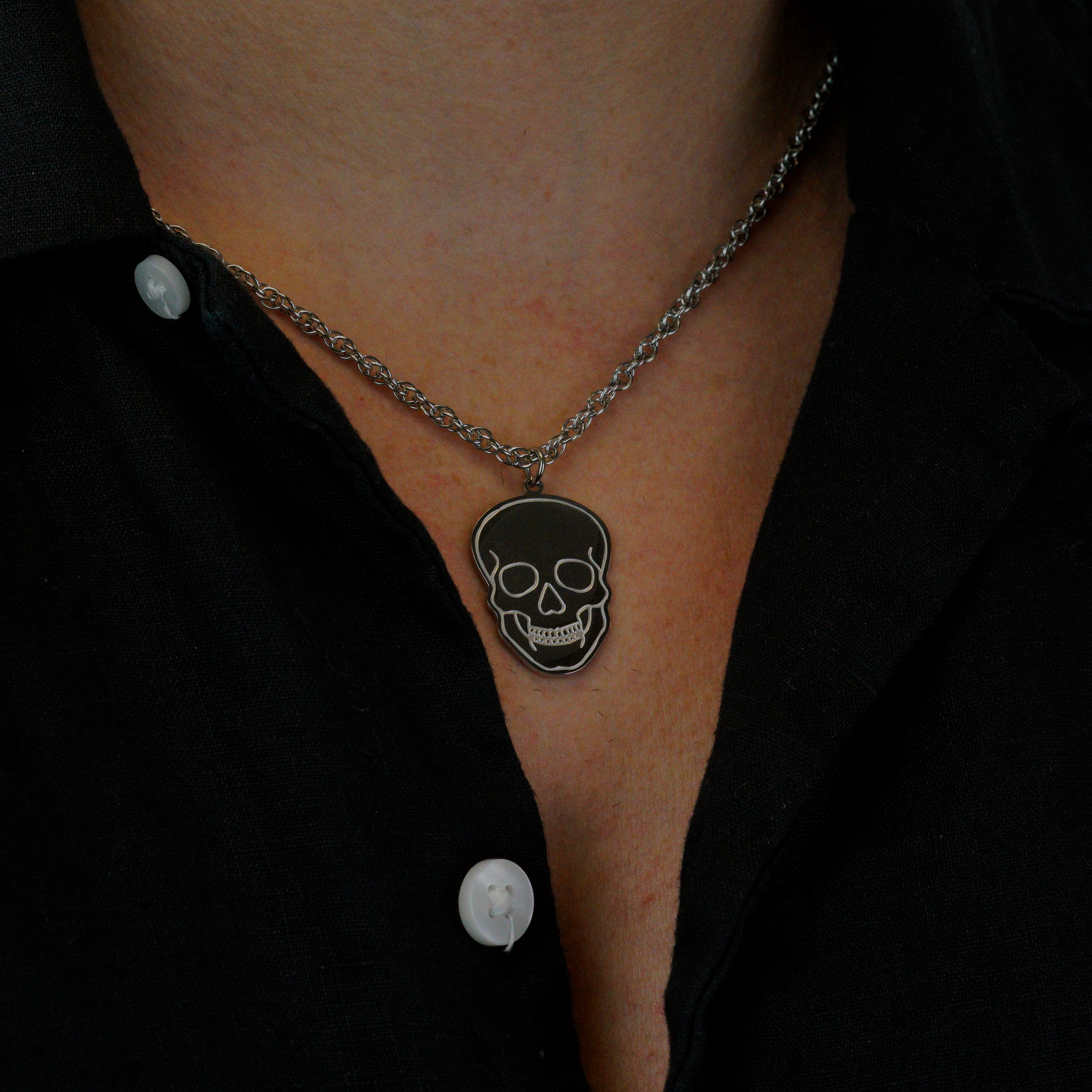 Skull Necklace - Silver Colored