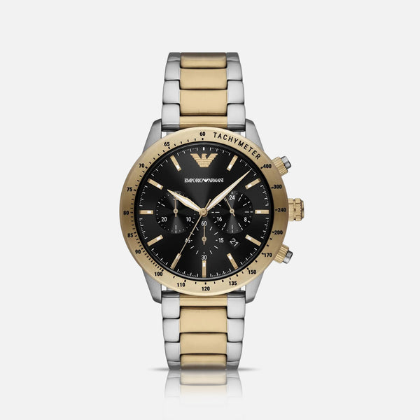 Emporio Armani Mario herreur i two-tone stål med sort urskive