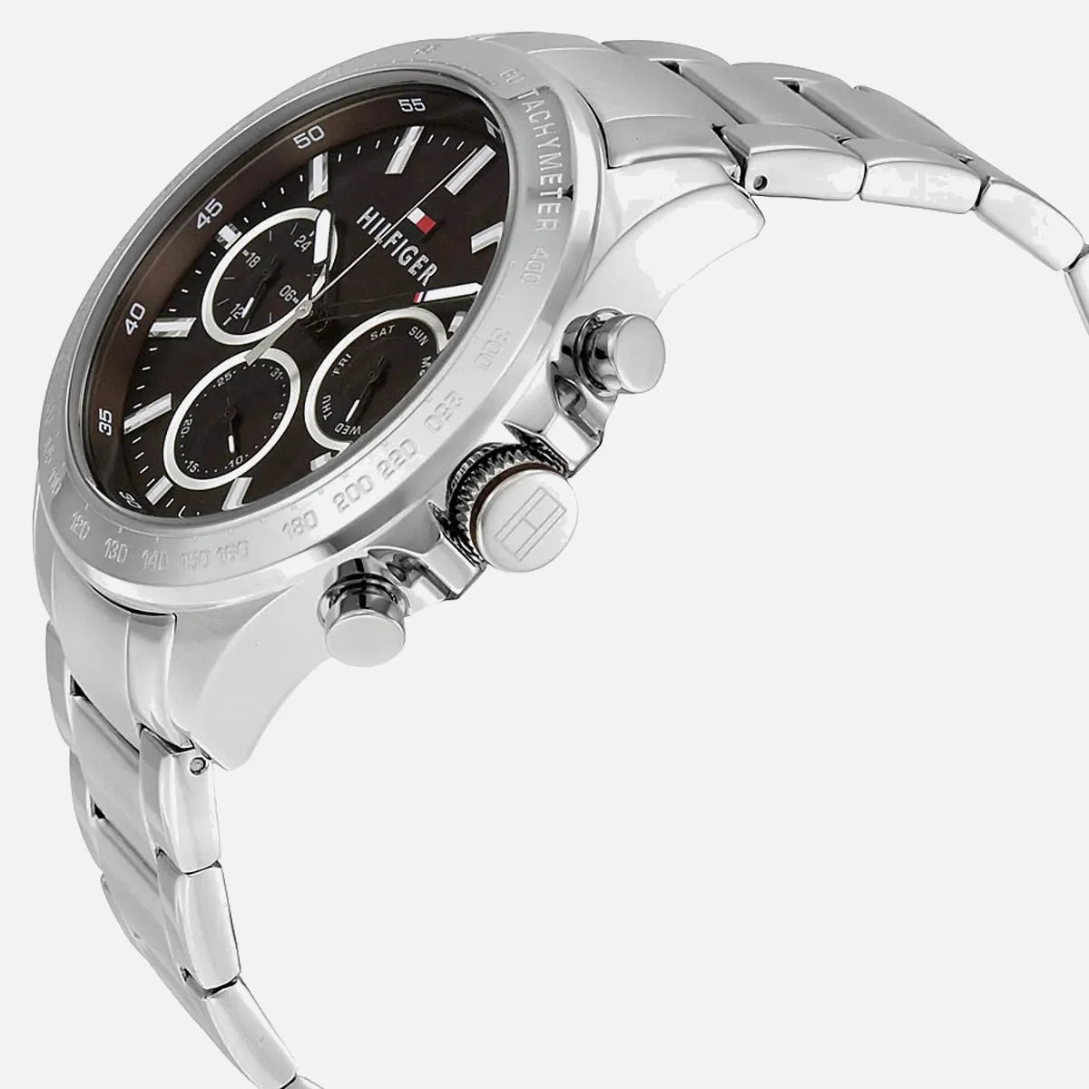 Tommy Hilfiger Hudson chronograph armbåndsur i stål med brun urskive