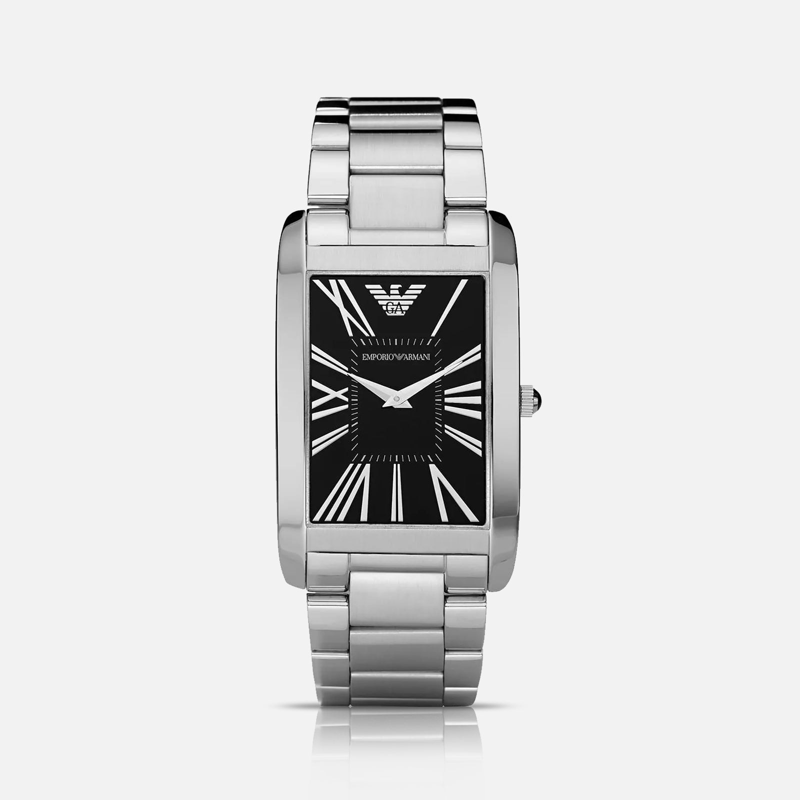 Emporio Armani armbåndsur i stål med sort rektangulær urskive