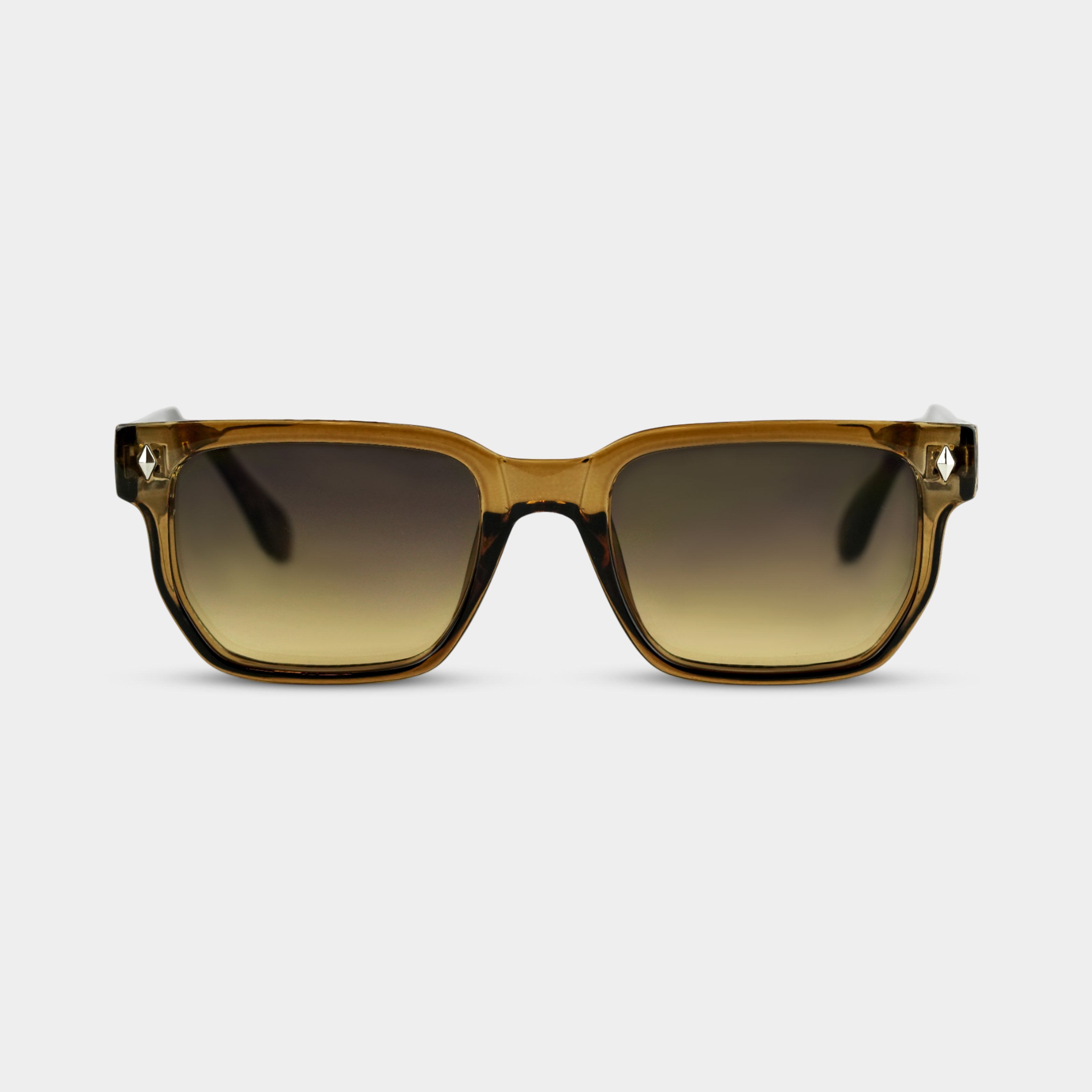 Alfred Olive solbriller i olivenfarvet stel med graduerede glas set forfra