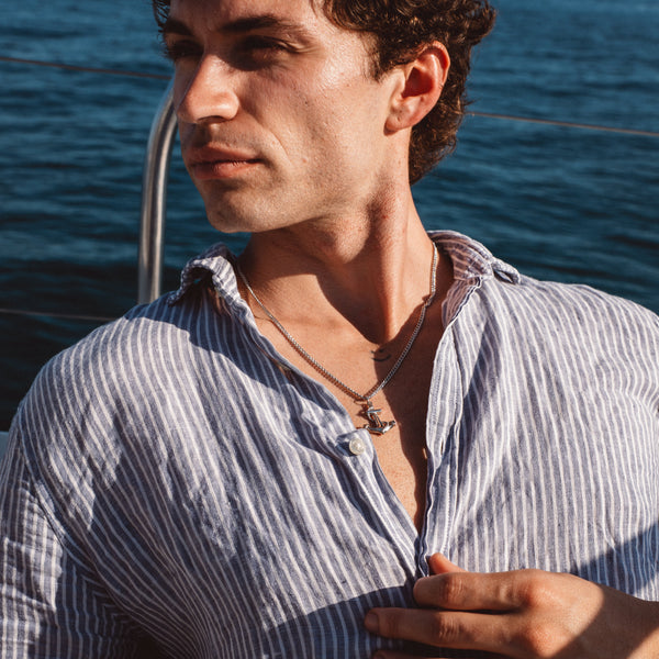 Anchor Necklace – Silver-colored anchor necklace for men