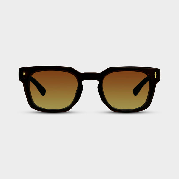Carl Hazel solbriller med sort stel og brune gradient glas set forfra