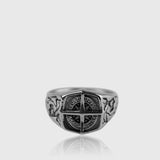Compass Ring – Silver-colored compass ring for men in stainless steel