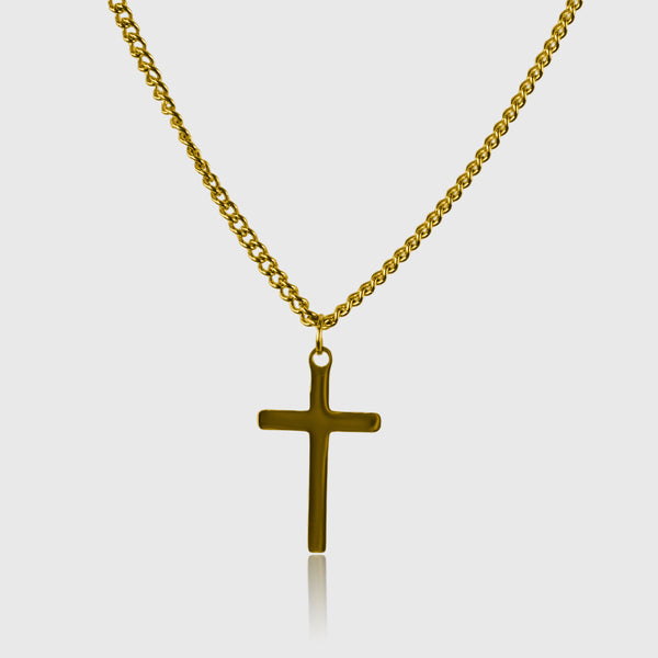 Guldbelagt halskæde med kors-vedhæng i 18k guld