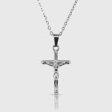 Crucifix Necklace - Silver Colored