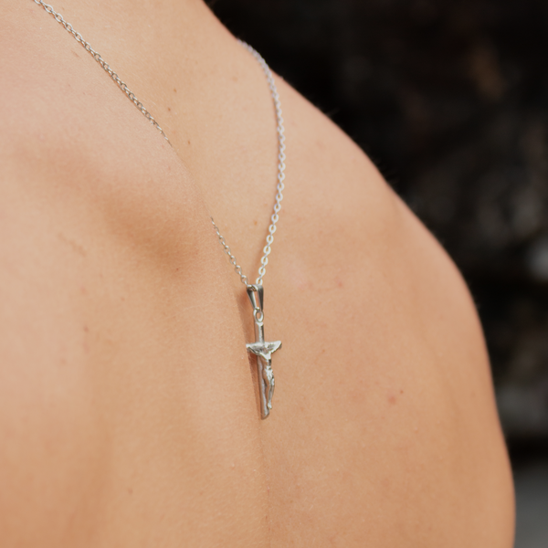 Crucifix Necklace - Silver Colored
