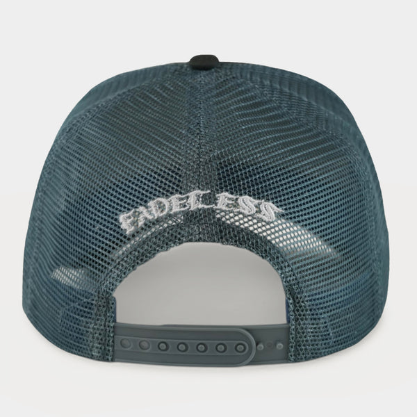 Fadeless FDLSS kasket i røggrå med mesh-bagside og snapback-lukning