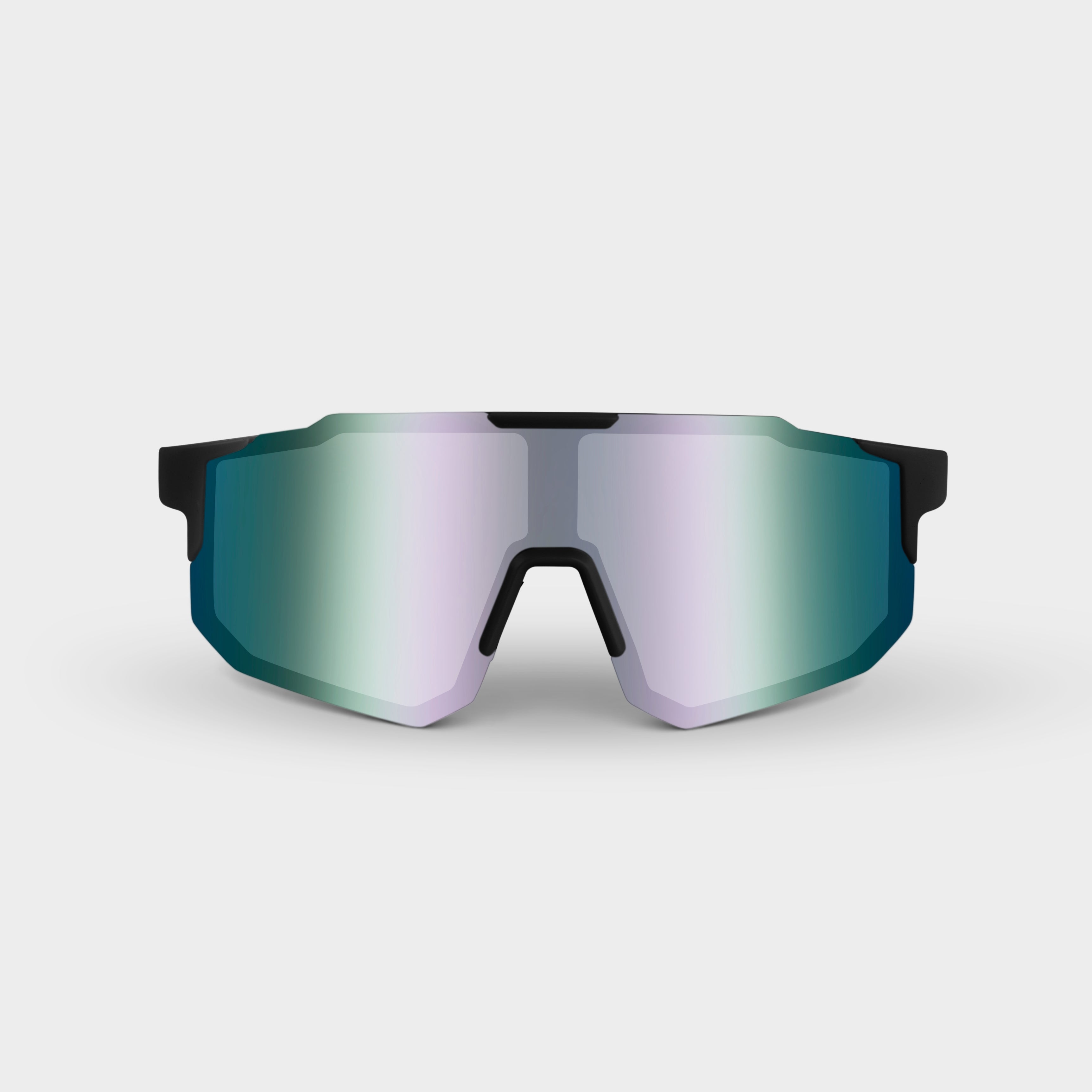 Noire Rosato sportssolbriller med spejlende linser og sort stel