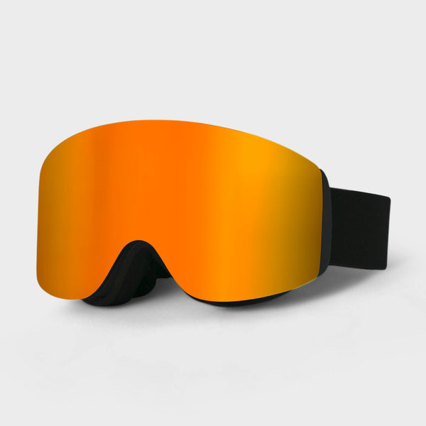 Glaciér skibriller med orange spejlglas og sort stel fra siden