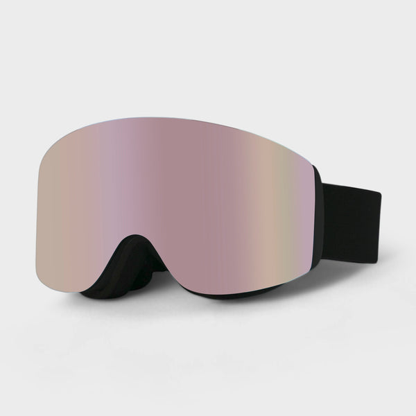 Glaciér skibriller i sort med rosé spejllinse set fra siden