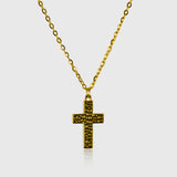 Hammered Cross Necklace – Rustic Cross Pendant in 18K Gold for Men