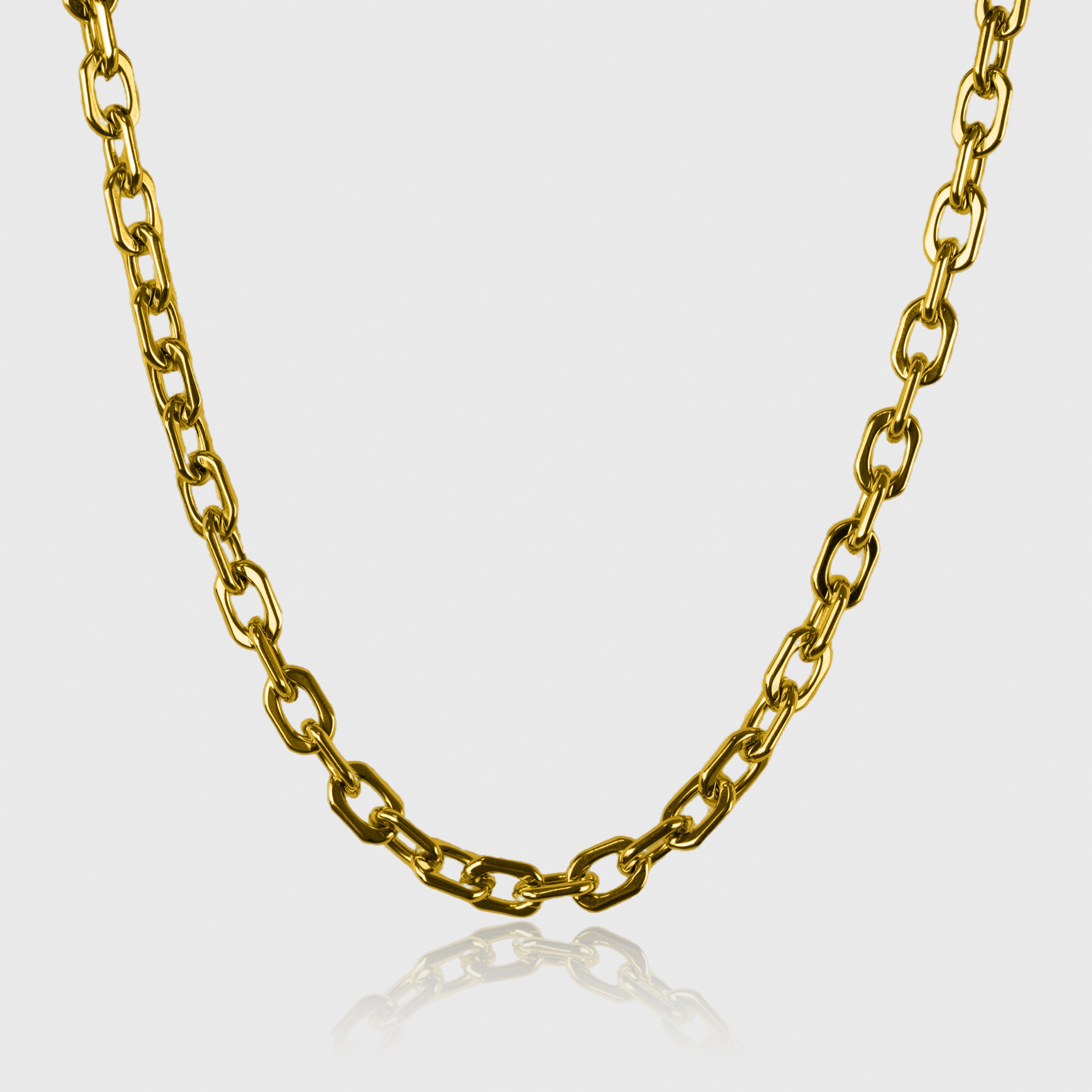 Guldkæde med store led i 18K guld, klassisk og elegant design