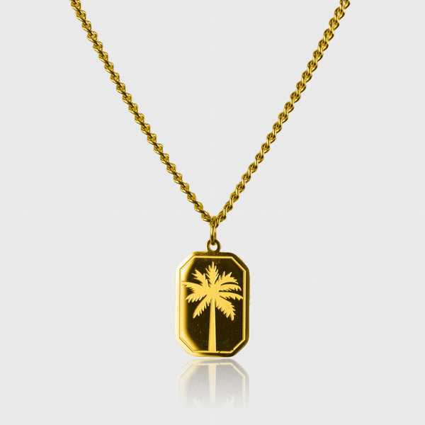 Guldhalskæde med palmtræ-vedhæng i 18K guld, 55 cm