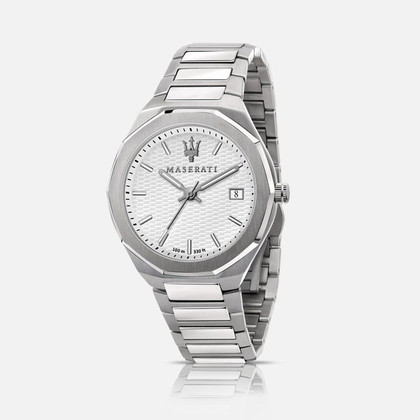 Maserati Stile armbåndsur i stål med hvid urskive