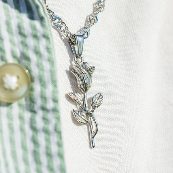 Rose Necklace - Silver