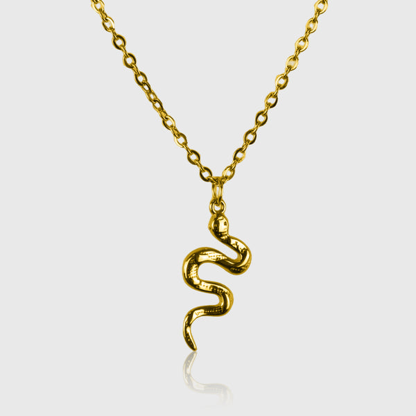Guldbelagt halskæde med slange-vedhæng i 18k guld