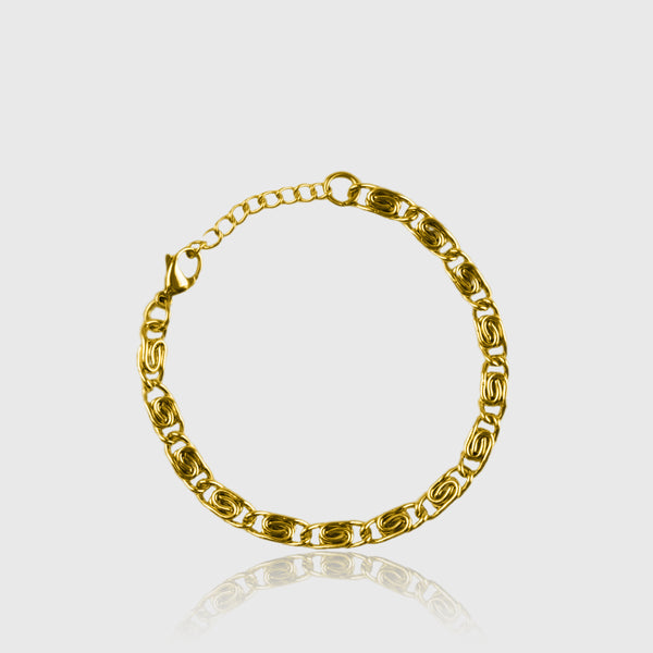 Guldbelagt herrearmbånd med spinalmønster og lås