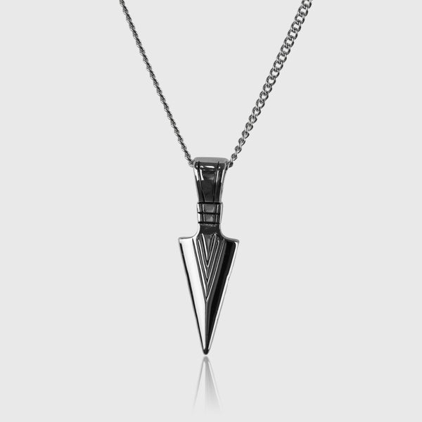 Spine halskæde i rustfrit stål med spidspendant og kæde