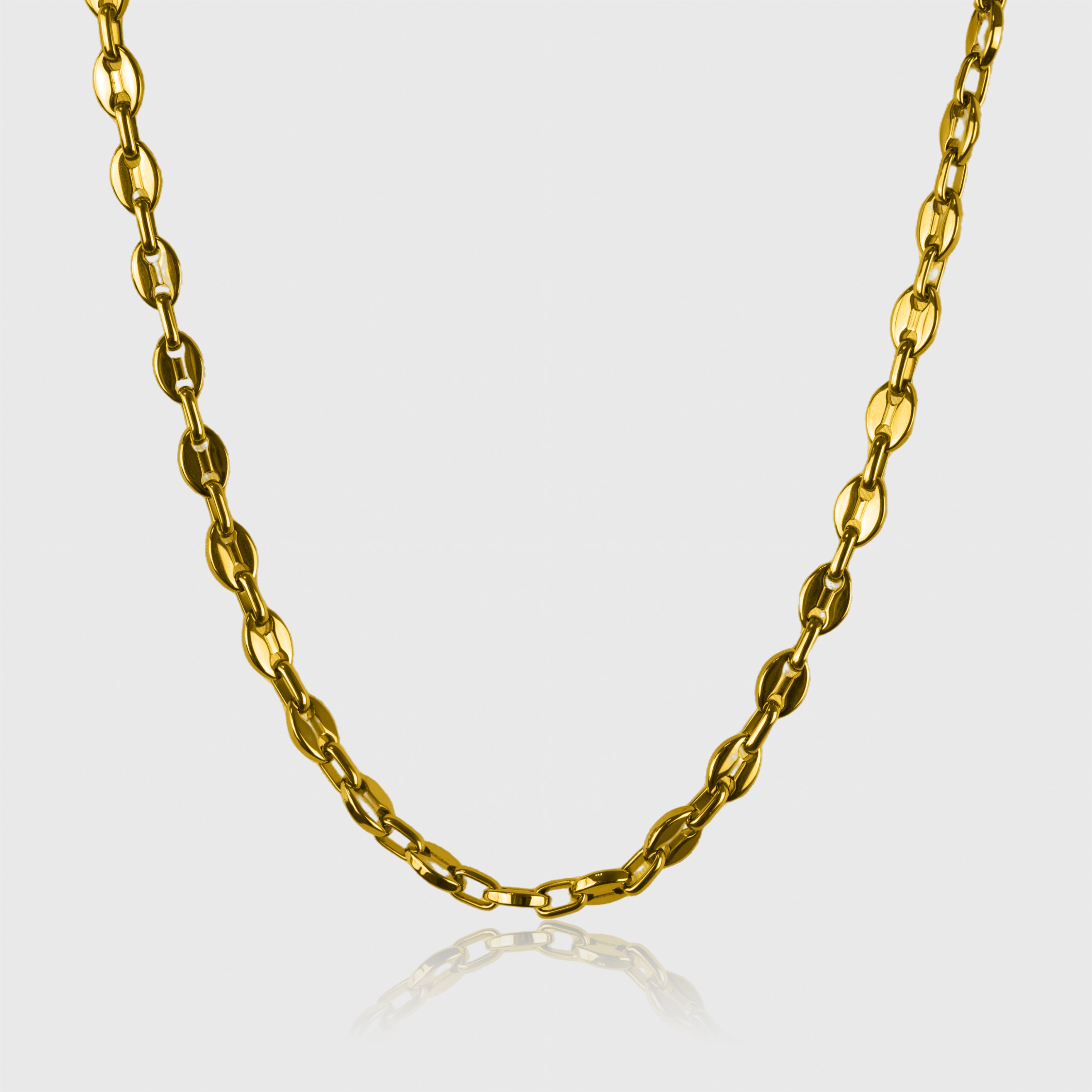 Gold colored stainless steel men's chain with double chain design