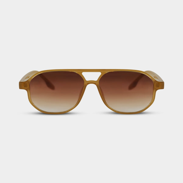 Viktor Orange pilotsolbriller i transparent orange stel med brune gradierede glas