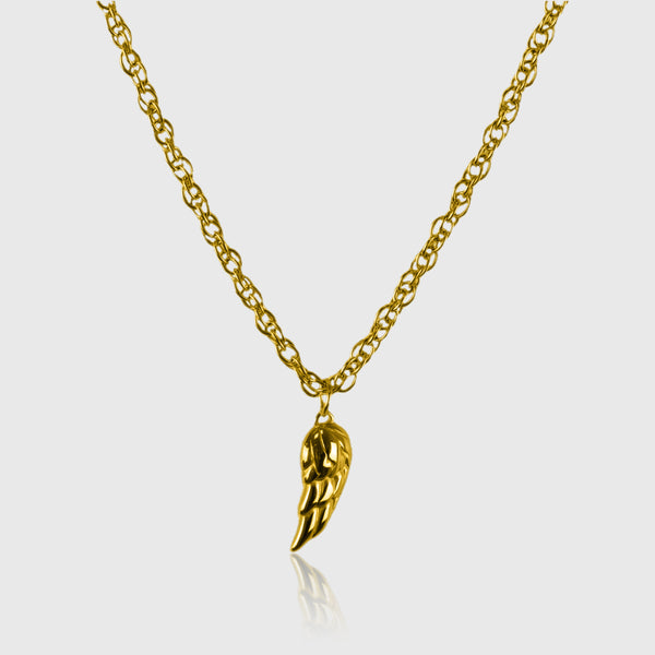 Guldbelagt halskæde med englevingevedhæng