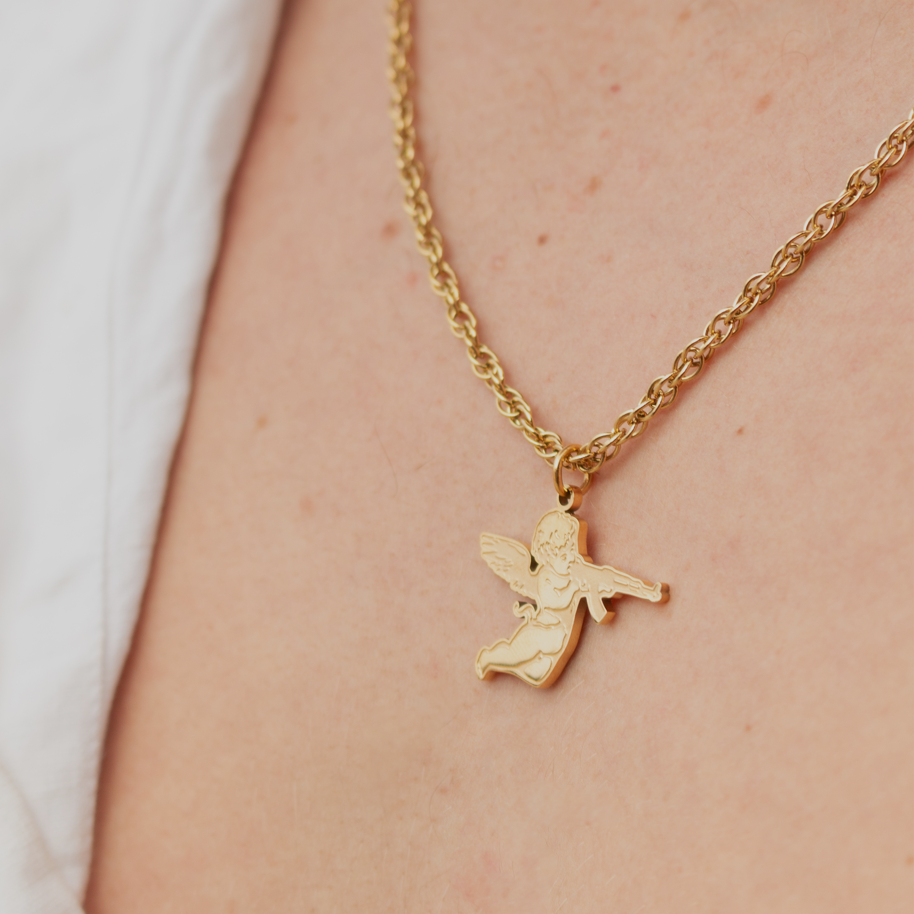 AK-47 ANGEL NECKLACE - GOLD