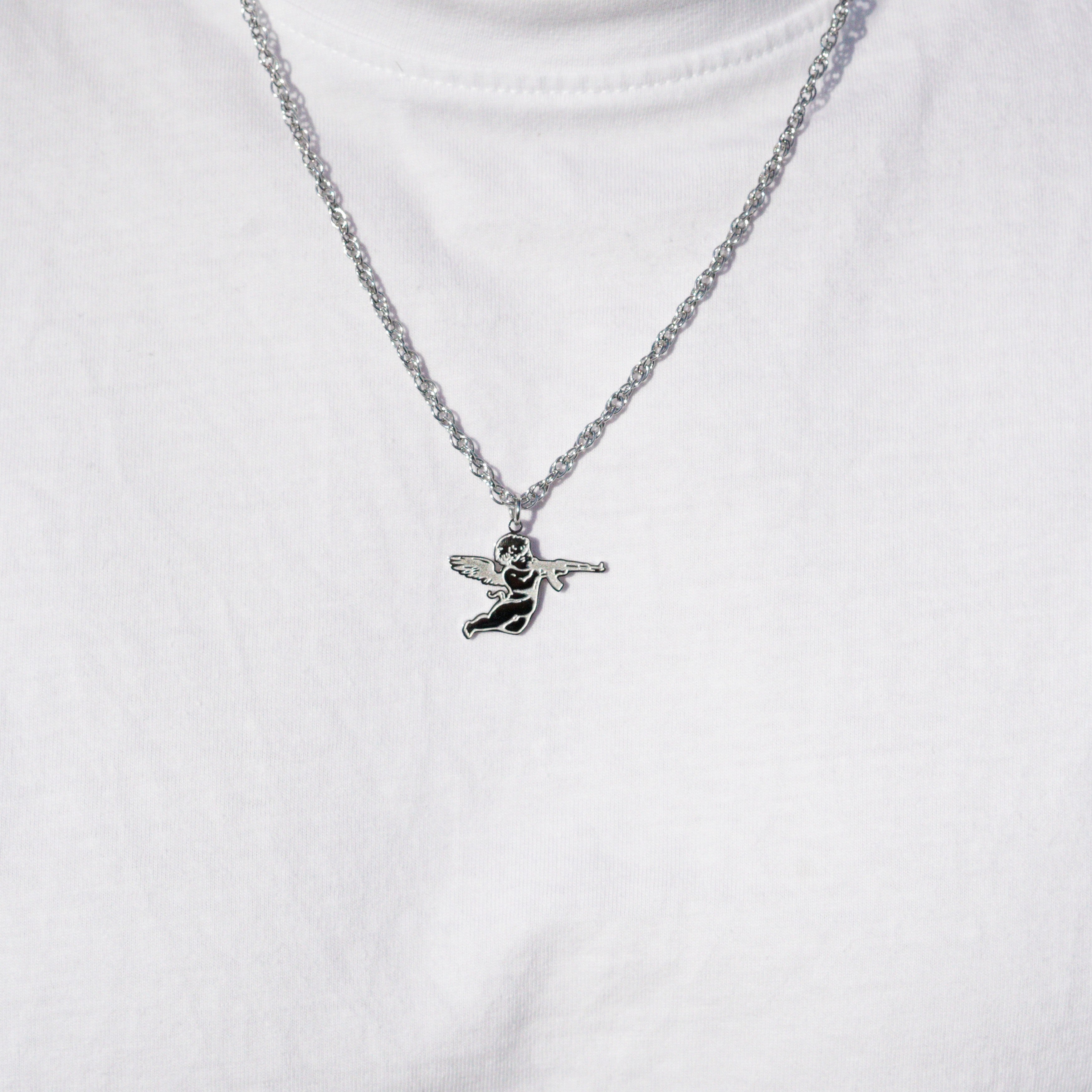 AK-47 ANGEL NECKLACE - SILVER