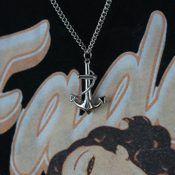 Anchor Necklace – Silver-colored anchor necklace for men