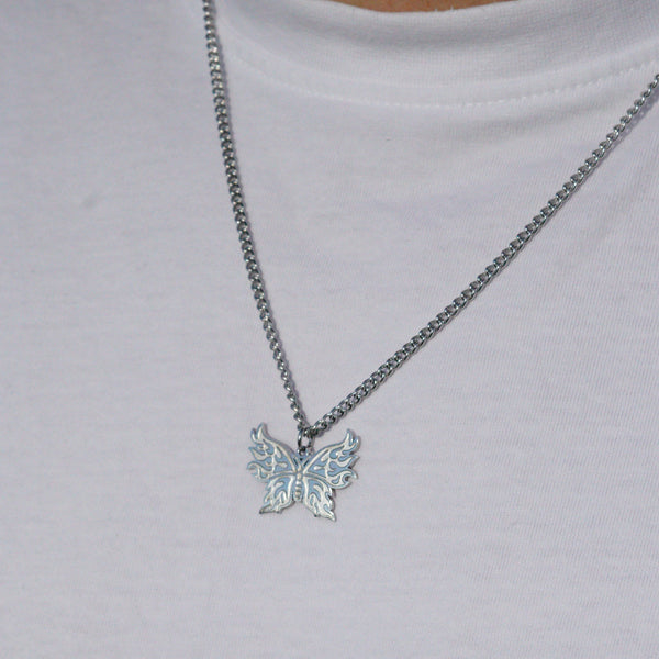 Butterfly Necklace - Silver Colored