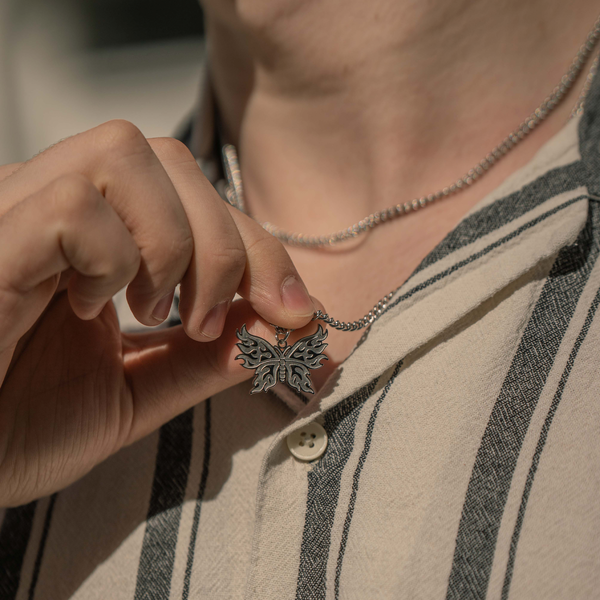 Butterfly Necklace - Silver Colored